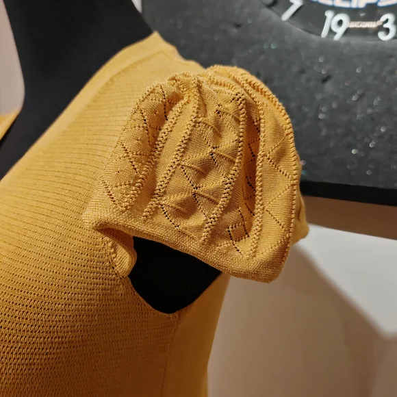 ba&sh Mustard Mini Dress with Short Sleeves 0185 - Picture 13 of 15